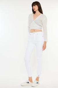 White High Rise Ankle Skinny Jeans