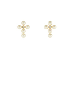 Gracie Pearl Cross Earrings