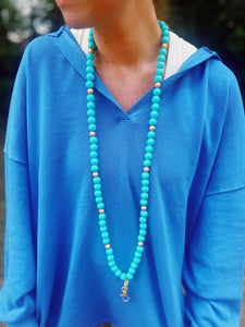 Solid Group Turquoise Fully Beaded Lanyard