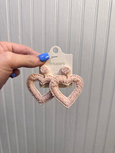 Beaded Open Heart Earrings