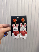 Load image into Gallery viewer, Beaded Bunny+Heart Earrings
