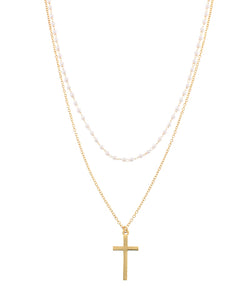 Jenna Double Chain Cross Necklace