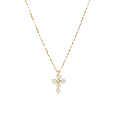 Veronica Pearl Cross Necklace