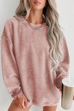 Cora Solid Ribbed Pullover T