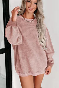 Cora Solid Ribbed Pullover T