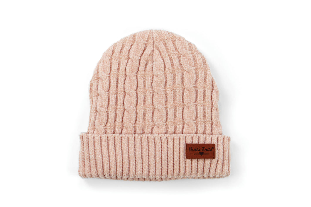 Britt's Knits Beyond Soft Chenille Beanie Open Stock: Blush