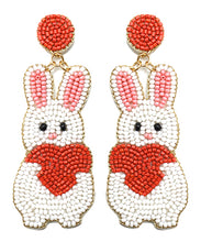 Load image into Gallery viewer, Beaded Bunny+Heart Earrings
