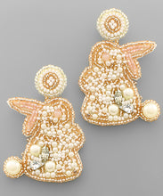 Load image into Gallery viewer, Beaded Bunny Pearl Earrings
