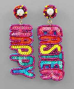 Beaded Happy Easter Earrings