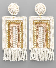 Load image into Gallery viewer, Beaded White+Gold Boho Earrings
